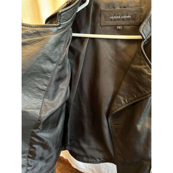 NWT Women’s Wilson Leather Jacket Monica Asymmetrical Moto Coat Sz Large - SOFT - Picture 14 of 14